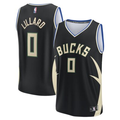 Damian Lillard Milwaukee Bucks Men's Fast Break Player Jersey - Statement Edition - Black