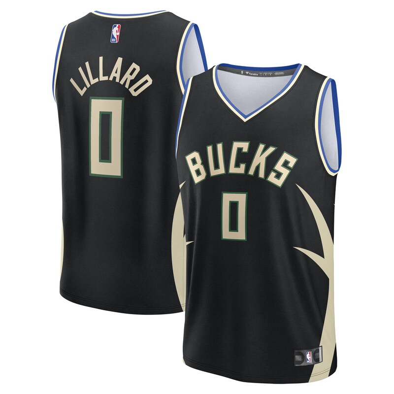 Damian Lillard Milwaukee Bucks Youth Fast Break Replica Player Jersey - Statement Edition - Black