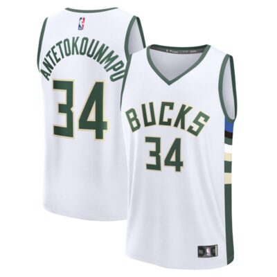 Giannis Antetokounmpo Milwaukee Bucks Fast Break Replica Player Jersey - Association Edition - White