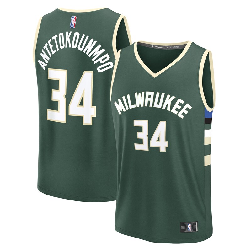 Giannis Antetokounmpo Milwaukee Bucks Fast Break Replica Player Jersey - Icon Edition - Hunter Green