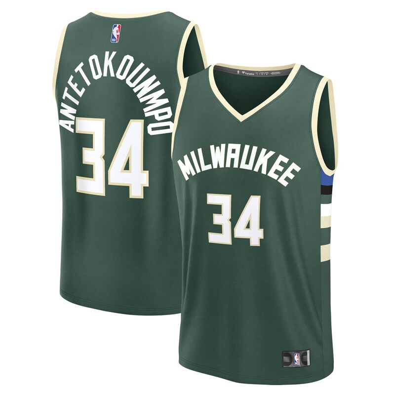 Giannis Antetokounmpo Milwaukee Bucks Fast Break Replica Player Jersey - Icon Edition - Hunter Green