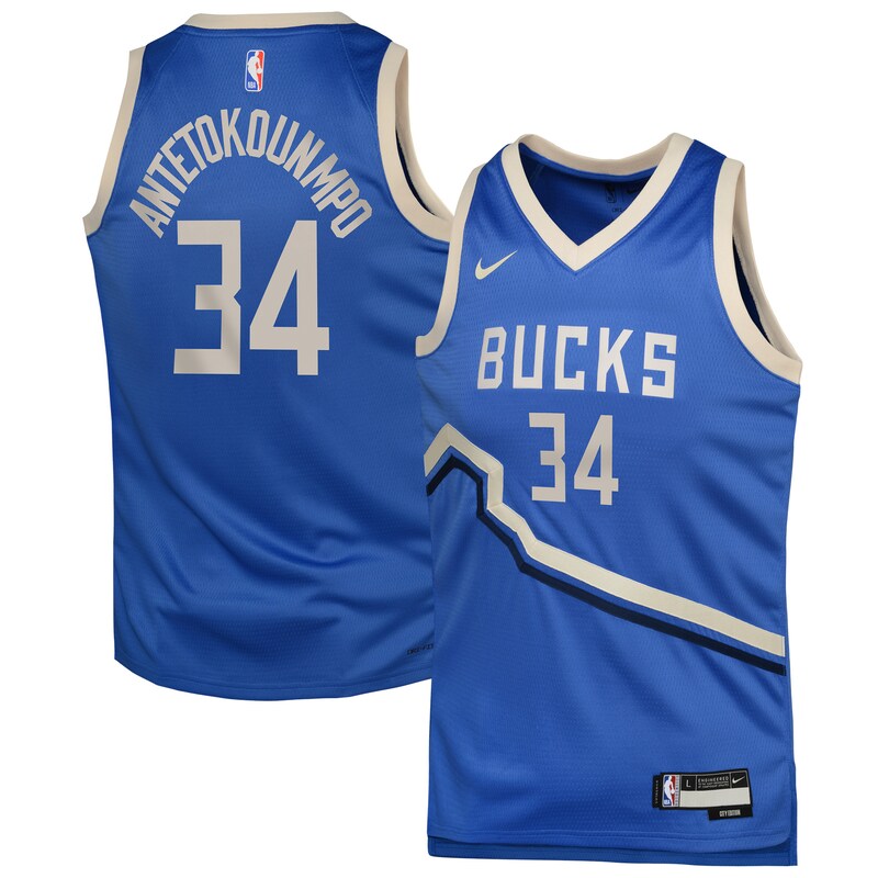 Giannis Antetokounmpo Milwaukee Bucks Youth 2024/25 Swingman Player Jersey - City Edition - Royal