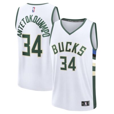 Giannis Antetokounmpo Milwaukee Bucks Youth Fast Break Replica Player Jersey - Association Edition - White