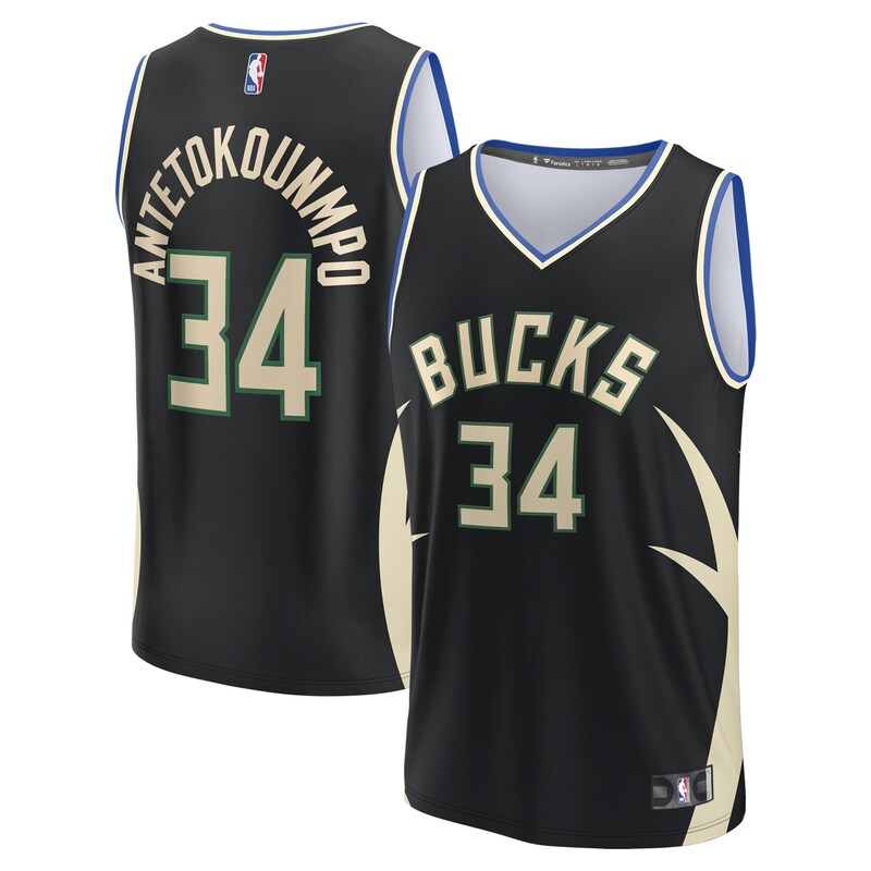 Giannis Antetokounmpo Milwaukee Bucks Youth Fast Break Replica Player Jersey - Statement Edition - Black