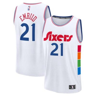 Joel Embiid Philadelphia 76ers Youth 2024/25 Fast Break Player Jersey - City Edition - White