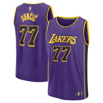 Luka Doncic Los Angeles Lakers Fast Break Player Jersey - Statement Edition - Purple