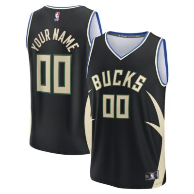 Milwaukee Bucks Custom Fast Break Jersey - Statement Edition - Black