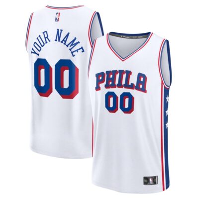 Philadelphia 76ers Fast Break Custom Jersey - Association Edition - White