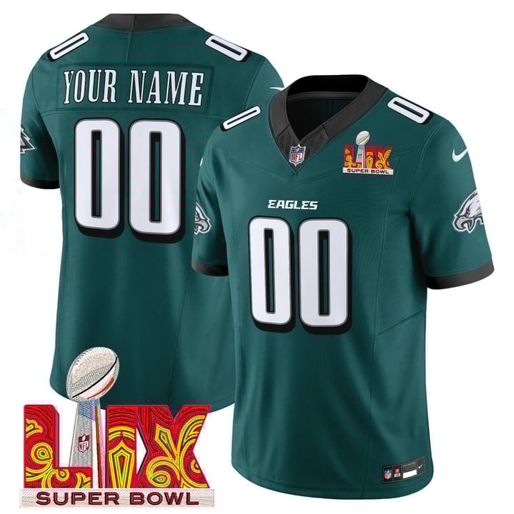 Philadelphia Eagles Super Bowl LIX Patch Vapor Limited Custom Jersey