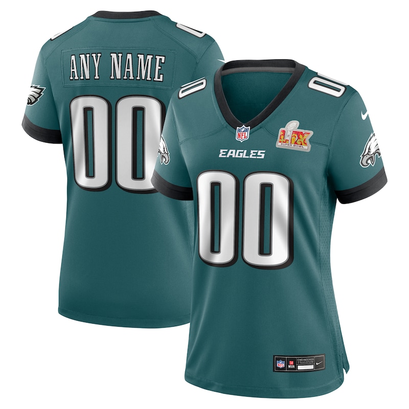 Philadelphia Eagles Women's Super Bowl LIX Custom Game Jersey - Midnight Green