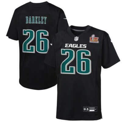 Saquon Barkley Philadelphia Eagles Preschool Super Bowl LIX Patch Fashion Game Player Jersey - Carbon Black