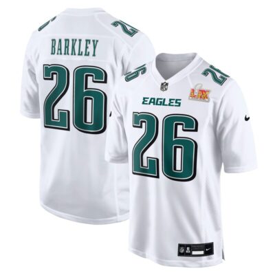 Saquon Barkley Philadelphia Eagles Super Bowl LIX Fashion Game Player Jersey - Tundra White