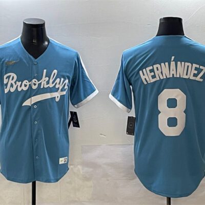 Brooklyn Dodgers #8 Enrique Hernández Light Blue Stitched Baseball Jersey