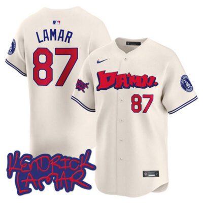 Brooklyn Dodgers #87 Kendrick Lamar Cream Limited Stitched Baseball Jersey