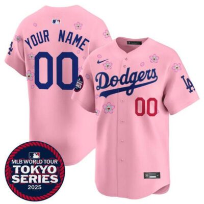 Los Angeles Dodgers ACTIVE PLAYER Custom Pink 2025 Tokyo Series Limited Stitched Jersey