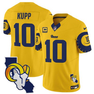 Los Angeles Rams #10 Cooper Kupp Gold 2025 4-Star C Patch F.U.S.E. V2 Limited Football Stitched Jersey