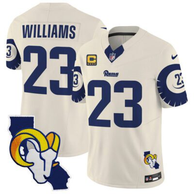 Los Angeles Rams #23 Kyren Williams Bone 2025 4-Star C Patch F.U.S.E. V2 Limited Football Stitched Jersey