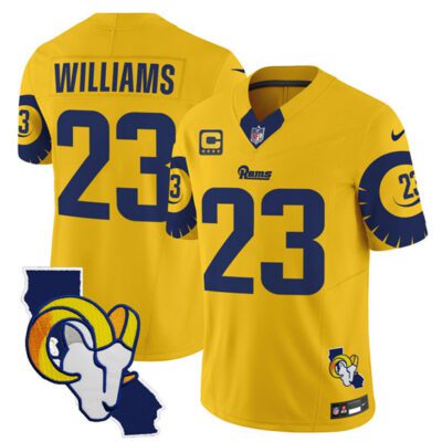 Los Angeles Rams #23 Kyren Williams Gold 2025 4-Star C Patch F.U.S.E. V2 Limited Football Stitched Jersey