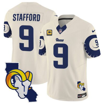 Los Angeles Rams #9 Matthew Stafford Bone 2025 4-Star C Patch F.U.S.E. V2 Limited Football Stitched Jersey