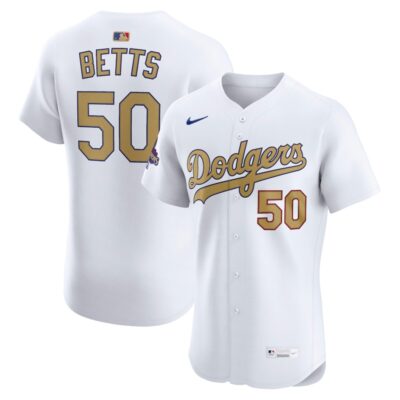 Mookie Betts Los Angeles Dodgers 2025 Gold Collection Elite Jersey - White
