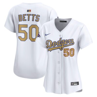 Mookie Betts Los Angeles Dodgers Women's 2025 Gold Collection Limited Jersey - White
