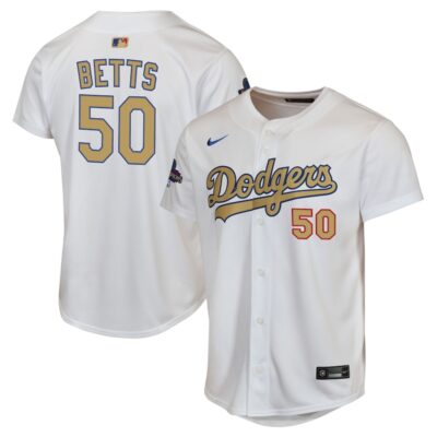 Mookie Betts Los Angeles Dodgers Youth 2025 Gold Collection Limited Jersey - White