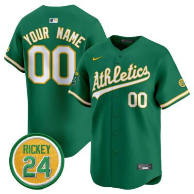Oakland Athletics Active Player Custom Green 2024 Limited With Rickey Henderson Patch Stitched Jersey