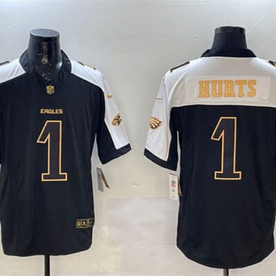 Philadelphia Eagles #1 Jalen Hurts Black/Gold F.U.S.E. Vapor Untouchable Limited Football Stitched Jersey