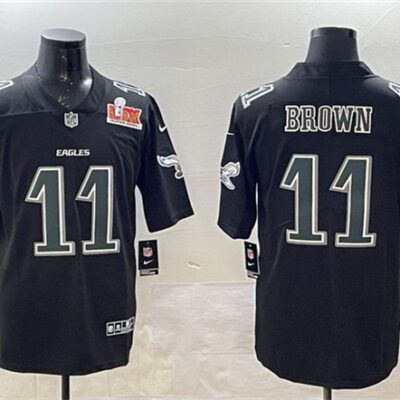 Philadelphia Eagles #11 A. J. Brown Black 2025 Super Bowl LIX Patch Fashion New Vapor Untouchable Limited Football Stitched Jersey