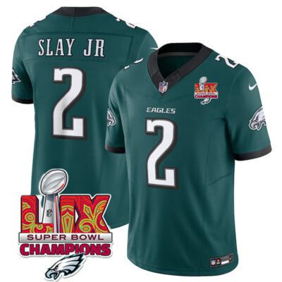 Philadelphia Eagles #2 Darius Slay JR Green 2025 Eagles Logo Super Bowl LIX Patch F.U.S.E. Vapor Limited Football Stitched Jersey