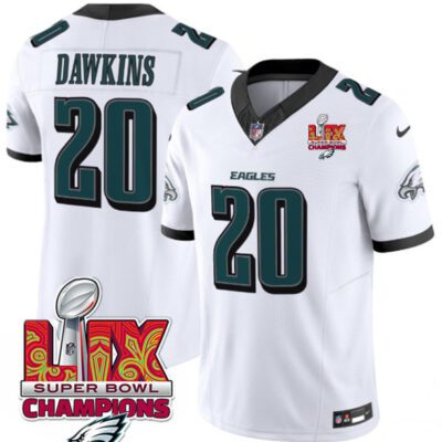 Philadelphia Eagles #20 Brian Dawkins White 2025 Eagles Logo Super Bowl LIX Patch F.U.S.E. Vapor Untouchable Limited Football Stitched Jersey