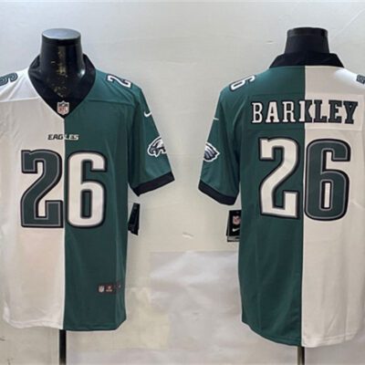 Philadelphia Eagles #26 Saquon Barkley White & Green Split Vapor Untouchable Limited Football Stitched Jersey