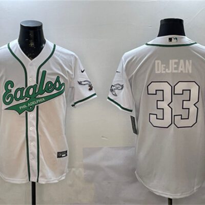 Philadelphia Eagles #33 Cooper DeJean White Cool Base Stitched Baseball Jersey