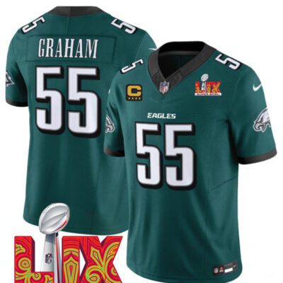 Philadelphia Eagles #55 Brandon Graham Green 2025 Super Bowl LIX Patch And 4-Star C Gold Patch New F.U.S.E. Vapor Limited Football Stitched Jersey
