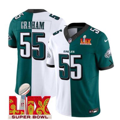 Philadelphia Eagles #55 Brandon Graham Green/White 2025 Super Bowl LIX Patch F.U.S.E. Vapor Untouchable Limited Football Stitched Jersey