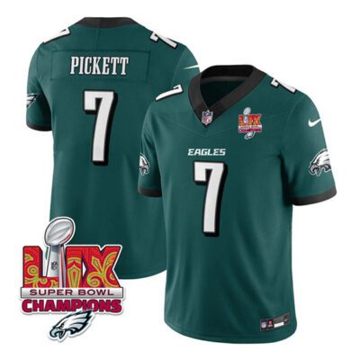 Philadelphia Eagles #7 Kenny Pickett Green 2025 Eagles Logo Super Bowl LIX Patch F.U.S.E. Vapor Limited Football Stitched Jersey