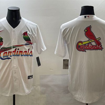 St. Louis Cardinals Team Big Logo White Cool Base Stitched Baseball Jersey