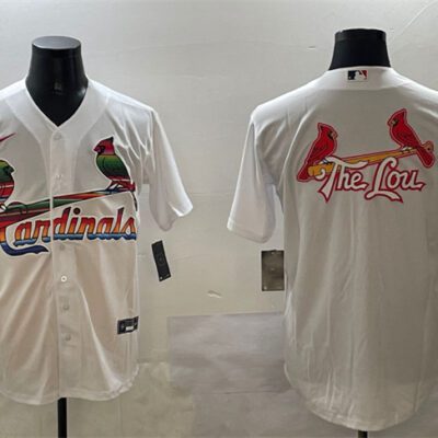 St. Louis Cardinals Team Big Logo White Cool Base Stitched Baseball Jersey