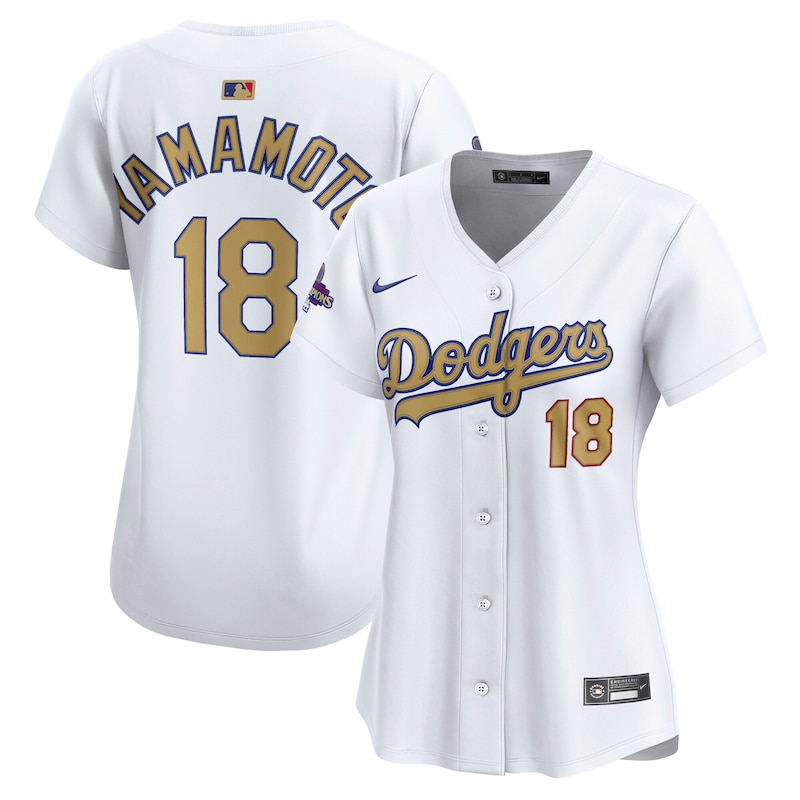 Yoshinobu Yamamoto Los Angeles Dodgers Women's 2025 Gold Collection Limited Jersey - White