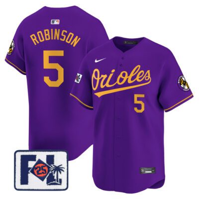 Baltimore Orioles 2025 Spring Training Patch Vapor Premier Limited Jersey - Purple Gold Brooks Robinson