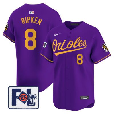 Baltimore Orioles 2025 Spring Training Patch Vapor Premier Limited Jersey - Purple Gold Cal Ripken