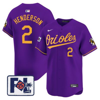 Baltimore Orioles 2025 Spring Training Patch Vapor Premier Limited Jersey - Purple Gold Gunnar Henderson