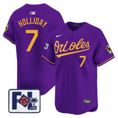 Baltimore Orioles 2025 Spring Training Patch Vapor Premier Limited Jersey - Purple Gold Jackson Holliday
