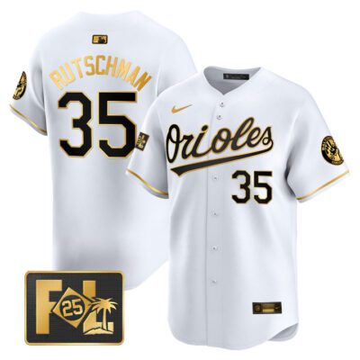 Baltimore Orioles 2025 Spring Training Patch Vapor Premier Limited Jersey - White Gold Adley Rutschman