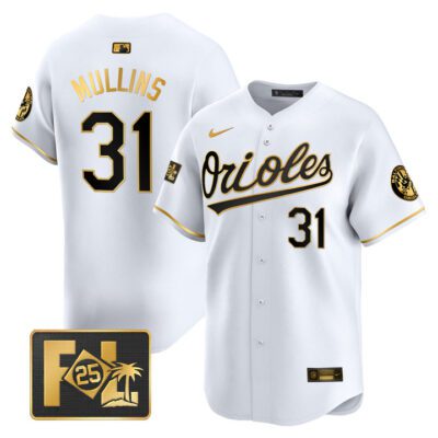 Baltimore Orioles 2025 Spring Training Patch Vapor Premier Limited Jersey - White Gold Cedric Mullins