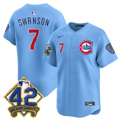 Chicago Cubs 2025 Jackie Robinson Patch Vapor Premier Limited Jersey - Blue Dansby Swanson