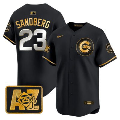 Chicago Cubs 2025 Spring Training Patch Vapor Premier Limited Jersey - Black Gold Ryne Sandberg
