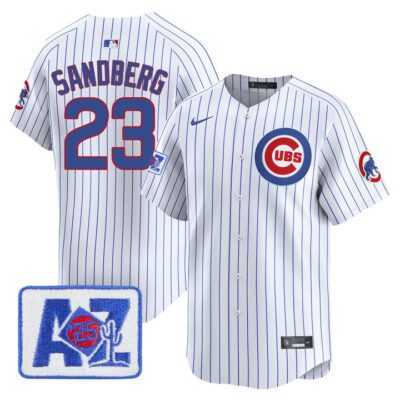 Chicago Cubs 2025 Spring Training Patch Vapor Premier Limited Jersey - Pinstripe Ryne Sandberg