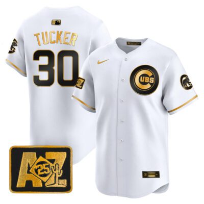 Chicago Cubs 2025 Spring Training Patch Vapor Premier Limited Jersey - White Gold Kyle Tucker
