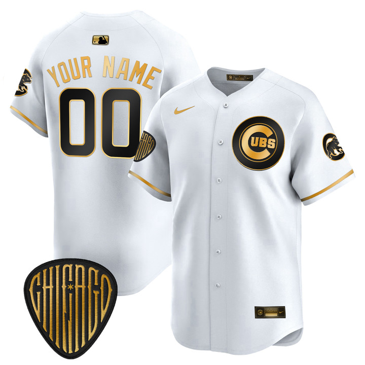 Chicago Cubs 2025 Vapor Premier Limited Custom Jersey - White Gold